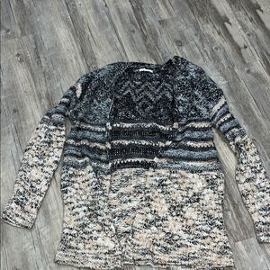 Maurices Black and Cream Patterned Cardigan